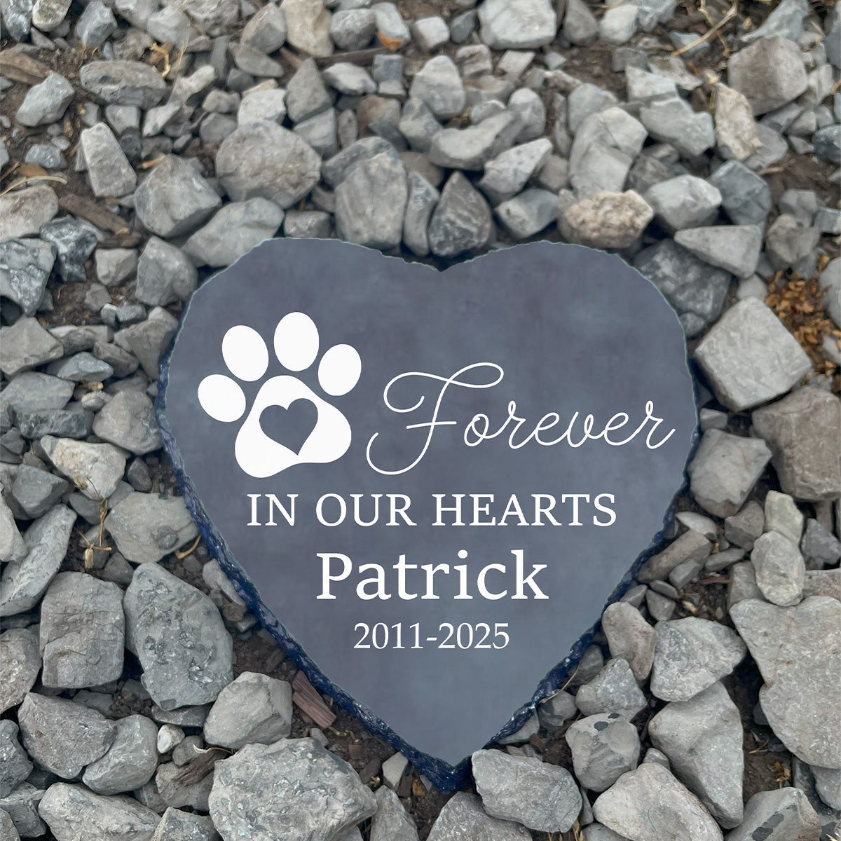 Paw Print Memorial Heart Stone - A Loving Tribute