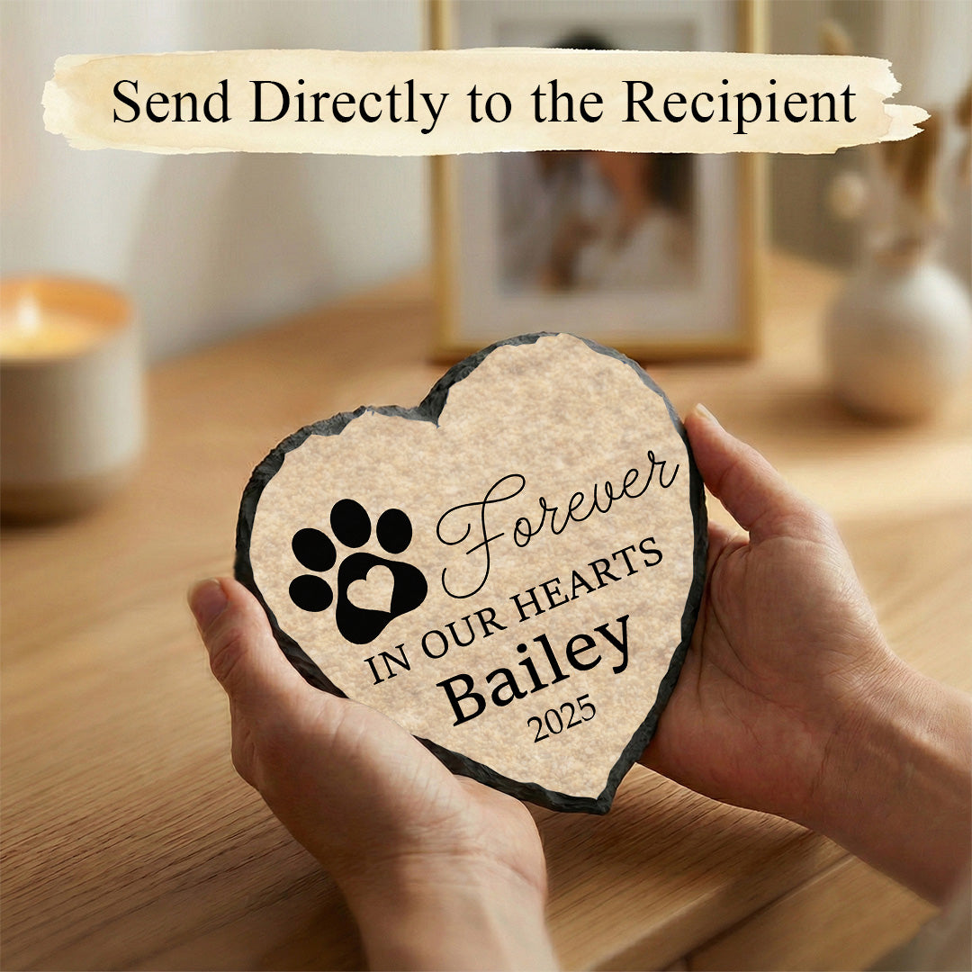 Forever in Our Hearts Paw Print Memorial Stone
