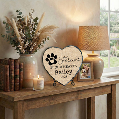Forever in Our Hearts Paw Print Memorial Stone