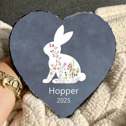 Custom Floral Bunny Memorial Stone