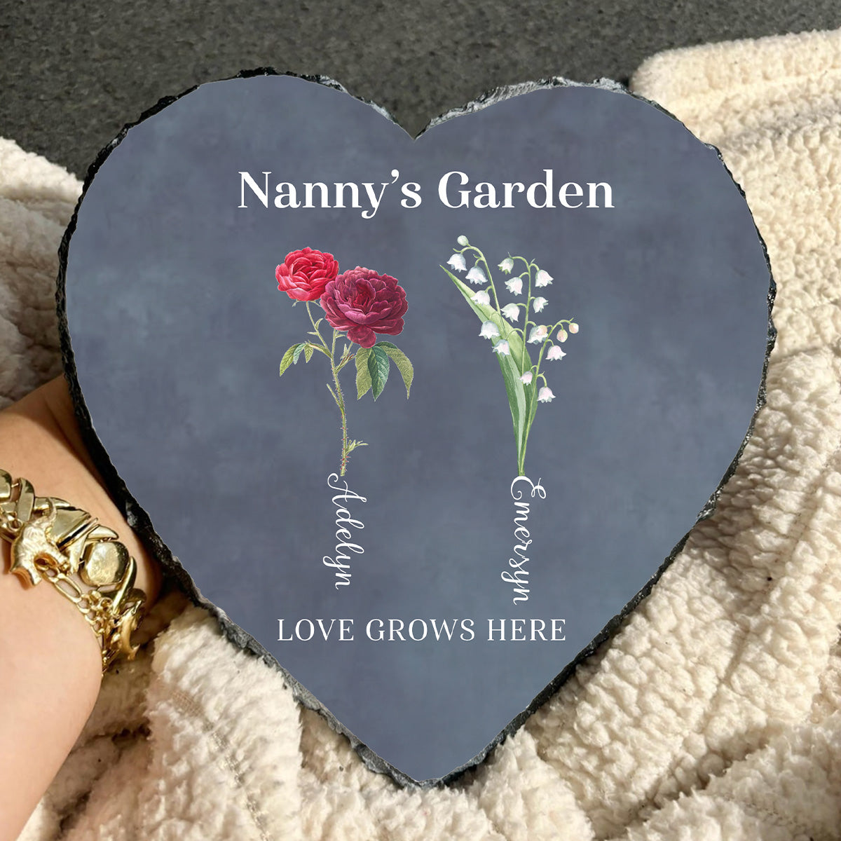 Custom Grandma's Garden Stone with Birth Flowers & Names