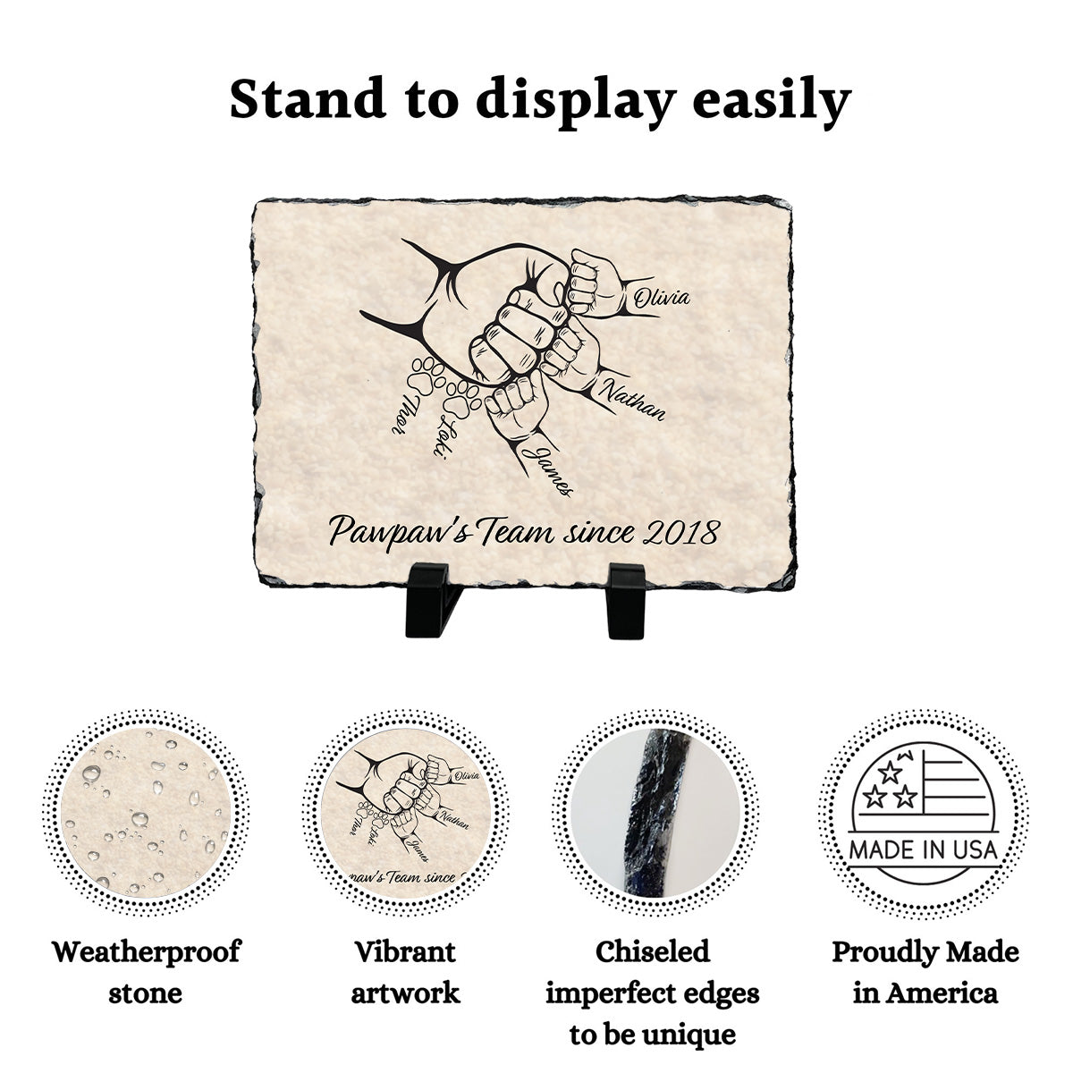 Custom Grandpa's Team Plaque with Grandchildren's Names