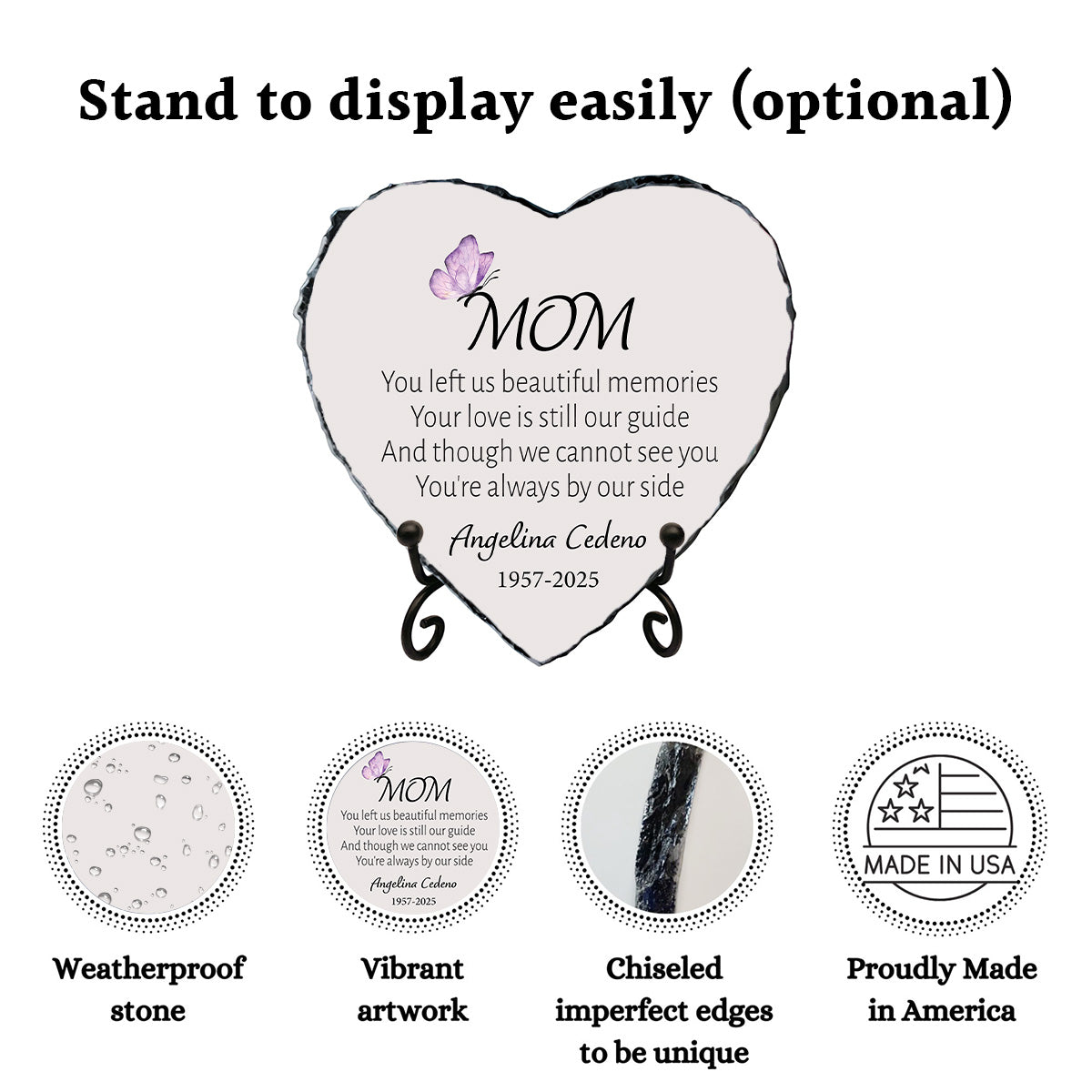 Mom Memorial Stone - "Always By My Side" Butterfly Tribute