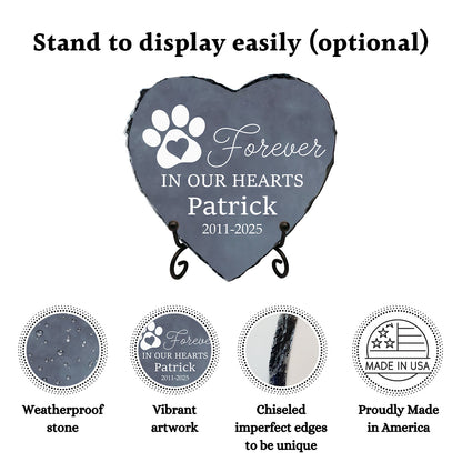 Paw Print Memorial Heart Stone - A Loving Tribute