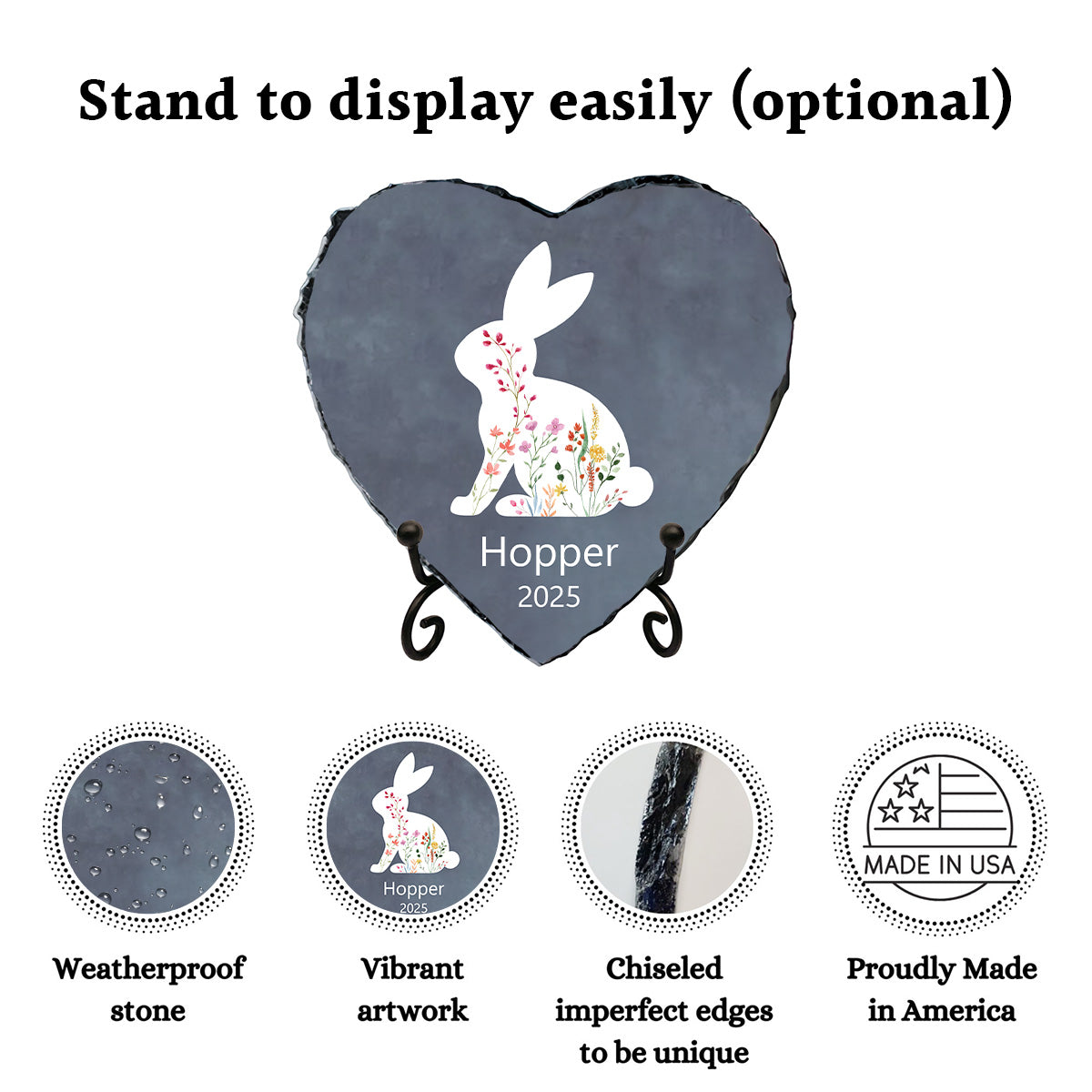 Custom Floral Bunny Memorial Stone