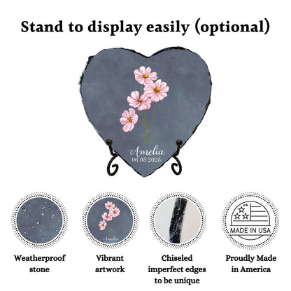 Baby Girl Memorial Stone - A Hopeful Pink Floral Tribute