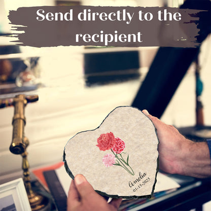 Custom Birth Flower Gardening Stone with Personalized Name and Date