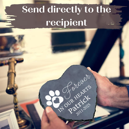 Paw Print Memorial Heart Stone - A Loving Tribute