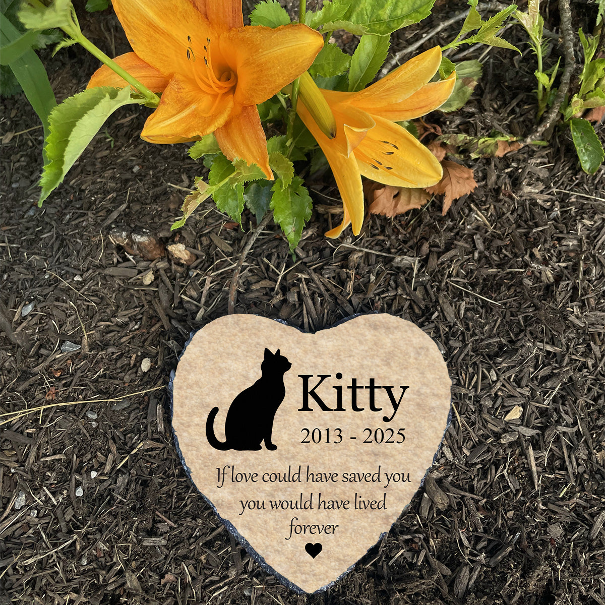 Cat Memorial Heart Stone - Heartfelt Keepsake