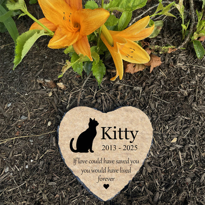 Cat Memorial Heart Stone - Heartfelt Keepsake
