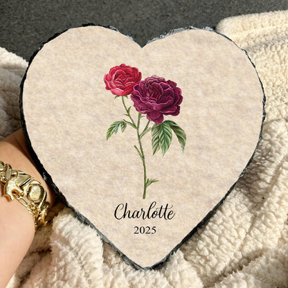 Custom Birth Flower Gardening Stone with Personalized Name and Date