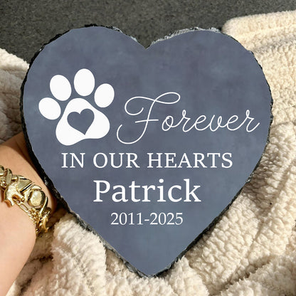 Paw Print Memorial Heart Stone - A Loving Tribute
